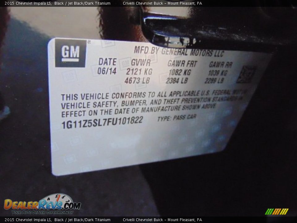 2015 Chevrolet Impala LS Black / Jet Black/Dark Titanium Photo #20