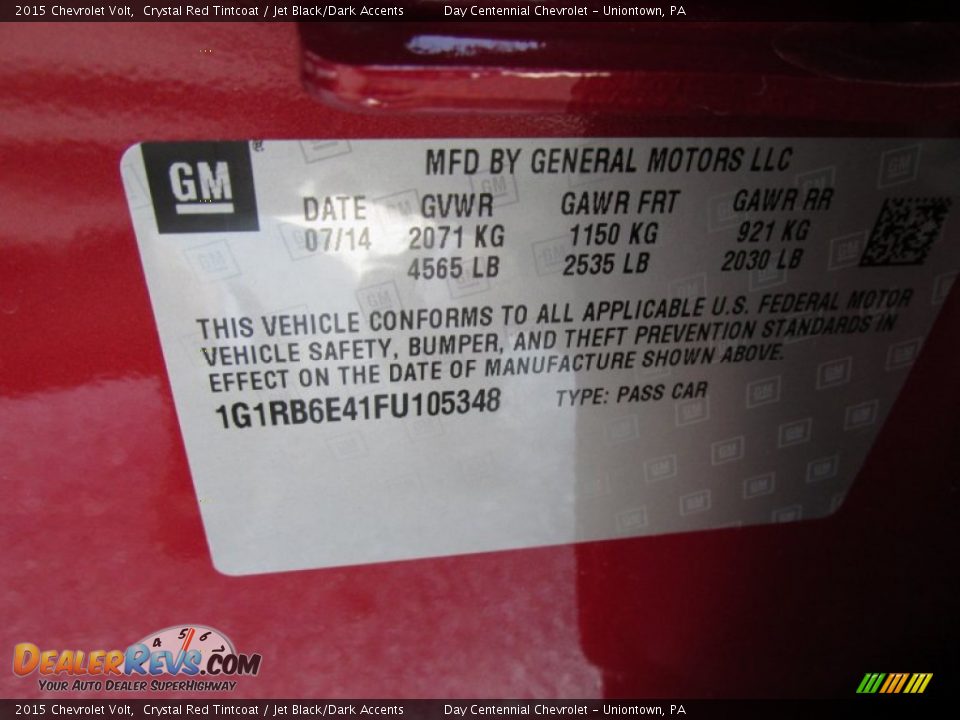 2015 Chevrolet Volt Crystal Red Tintcoat / Jet Black/Dark Accents Photo #19