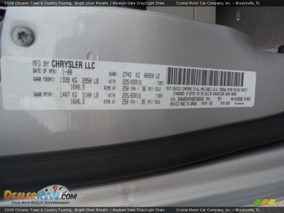 2008 Chrysler Town & Country Touring Bright Silver Metallic / Medium Slate Gray/Light Shale Photo #24