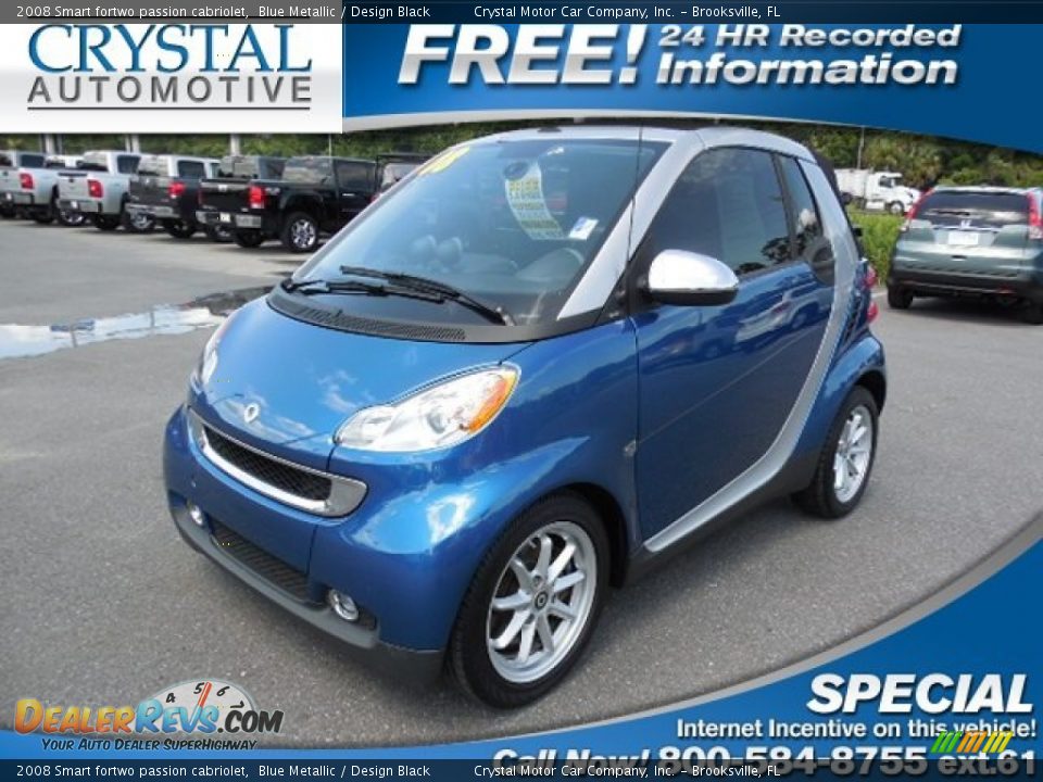 2008 Smart fortwo passion cabriolet Blue Metallic / Design Black Photo #1