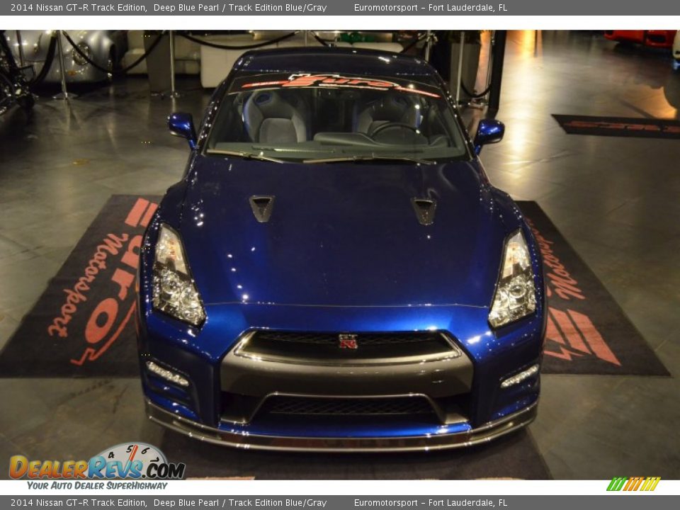2014 Nissan GT-R Track Edition Deep Blue Pearl / Track Edition Blue/Gray Photo #2