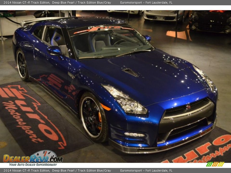 2014 Nissan GT-R Track Edition Deep Blue Pearl / Track Edition Blue/Gray Photo #3