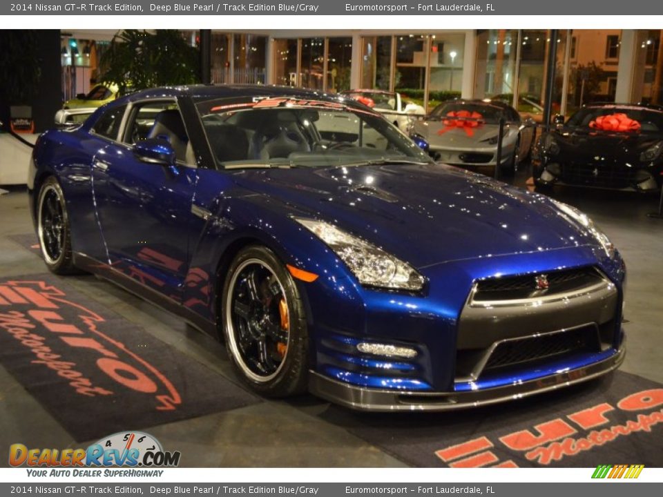 2014 Nissan GT-R Track Edition Deep Blue Pearl / Track Edition Blue/Gray Photo #7
