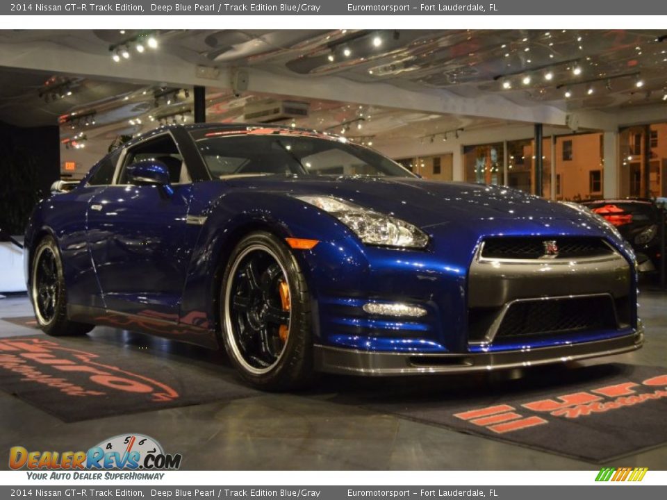 2014 Nissan GT-R Track Edition Deep Blue Pearl / Track Edition Blue/Gray Photo #8