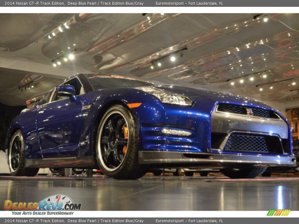 2014 Nissan GT-R Track Edition Deep Blue Pearl / Track Edition Blue/Gray Photo #9