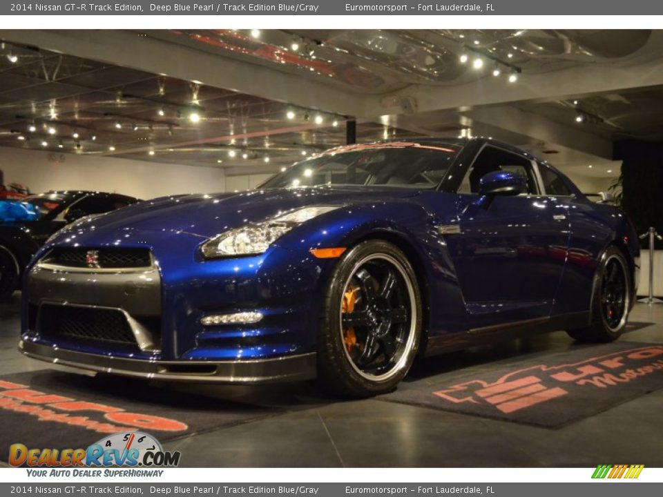 2014 Nissan GT-R Track Edition Deep Blue Pearl / Track Edition Blue/Gray Photo #13