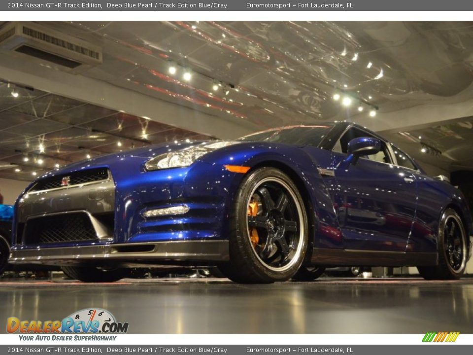 2014 Nissan GT-R Track Edition Deep Blue Pearl / Track Edition Blue/Gray Photo #14