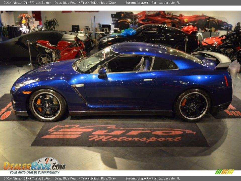 2014 Nissan GT-R Track Edition Deep Blue Pearl / Track Edition Blue/Gray Photo #15