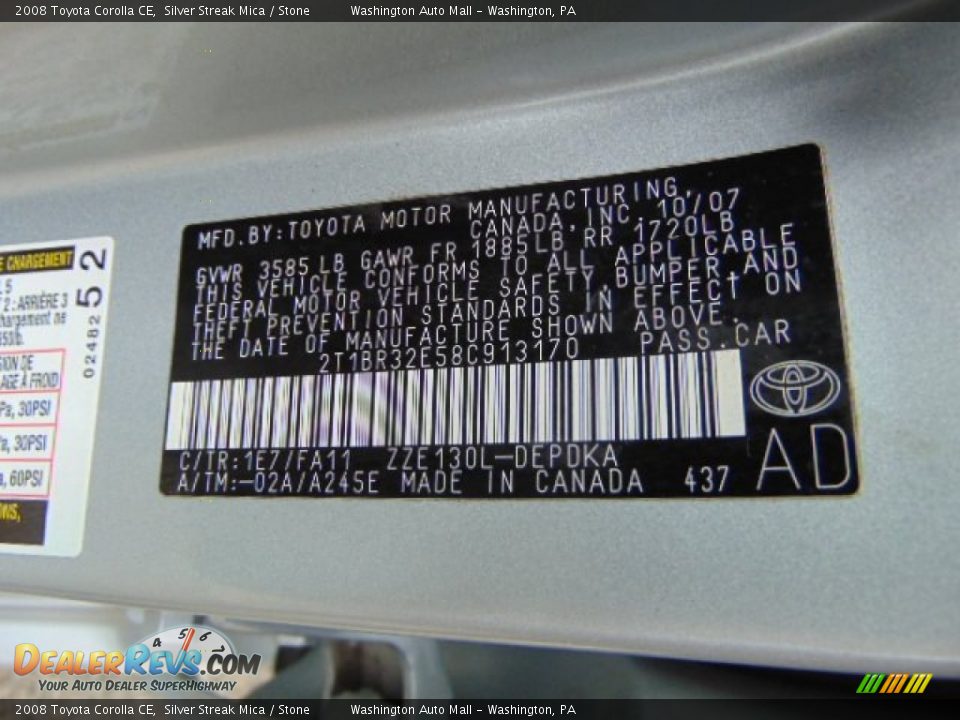 2008 Toyota Corolla CE Silver Streak Mica / Stone Photo #19