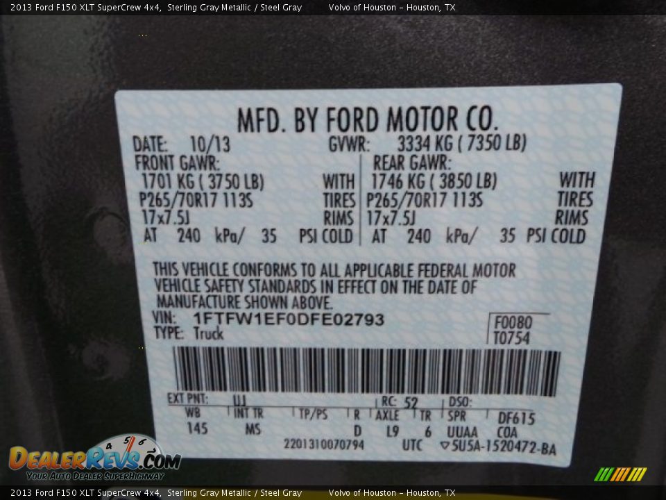 2013 Ford F150 XLT SuperCrew 4x4 Sterling Gray Metallic / Steel Gray Photo #32