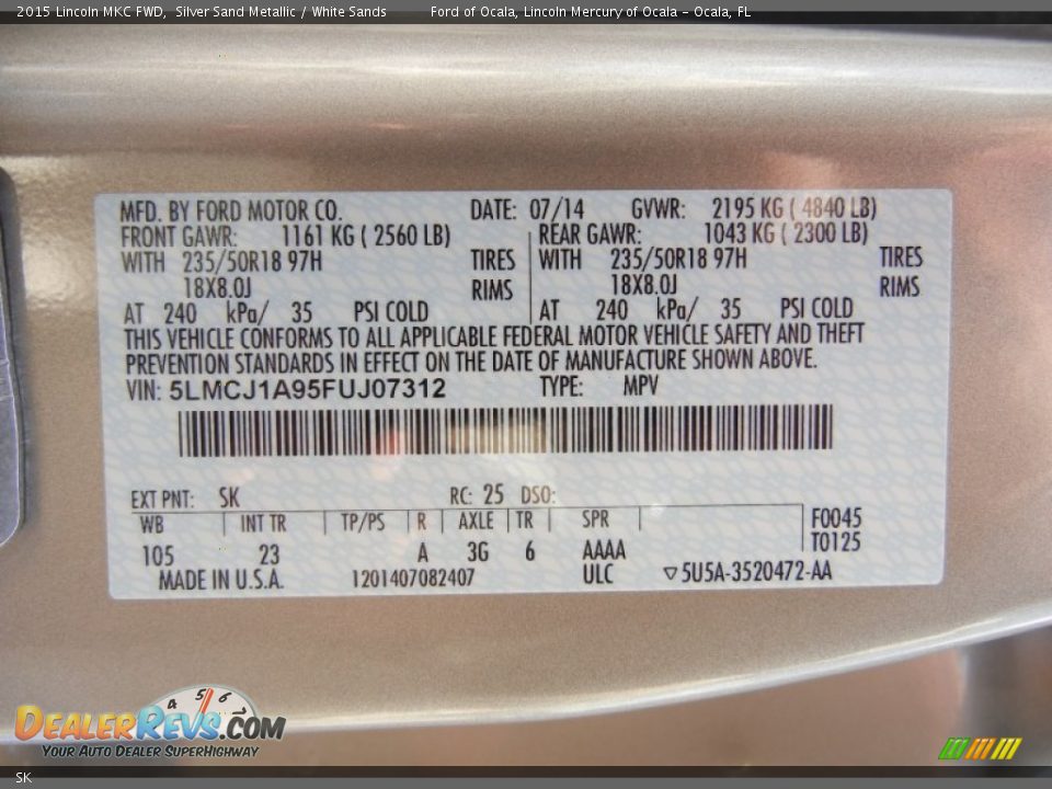 Lincoln Color Code SK Silver Sand Metallic