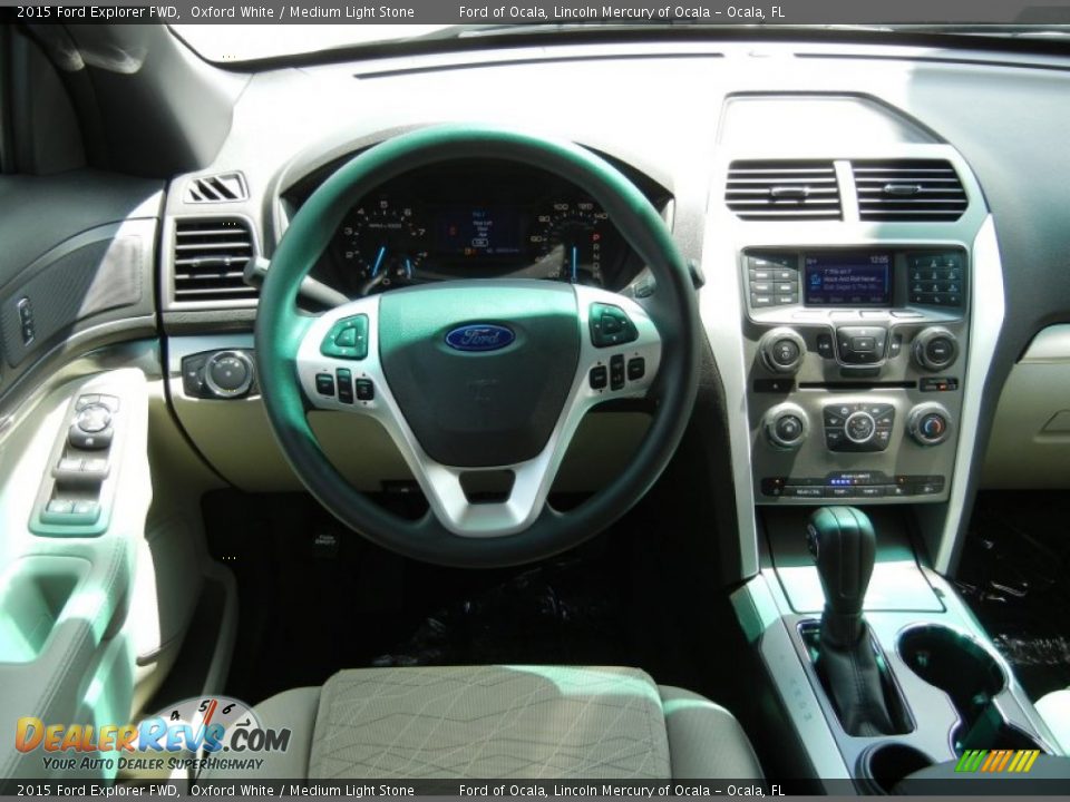 2015 Ford Explorer FWD Oxford White / Medium Light Stone Photo #9