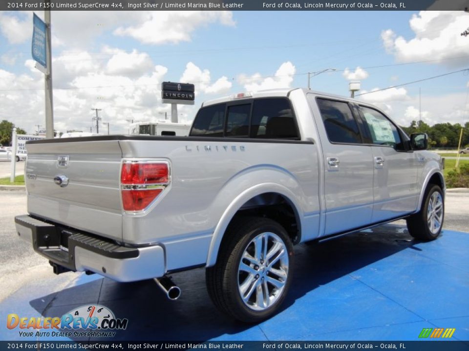 2014 Ford F150 Limited SuperCrew 4x4 Ingot Silver / Limited Marina Blue Leather Photo #3