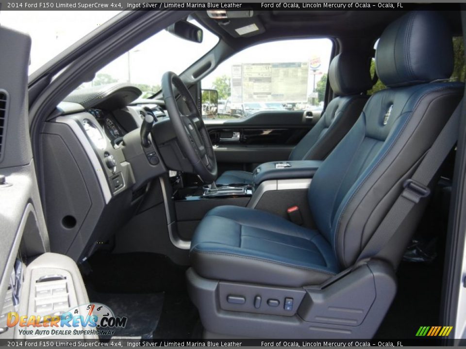 2014 Ford F150 Limited SuperCrew 4x4 Ingot Silver / Limited Marina Blue Leather Photo #8