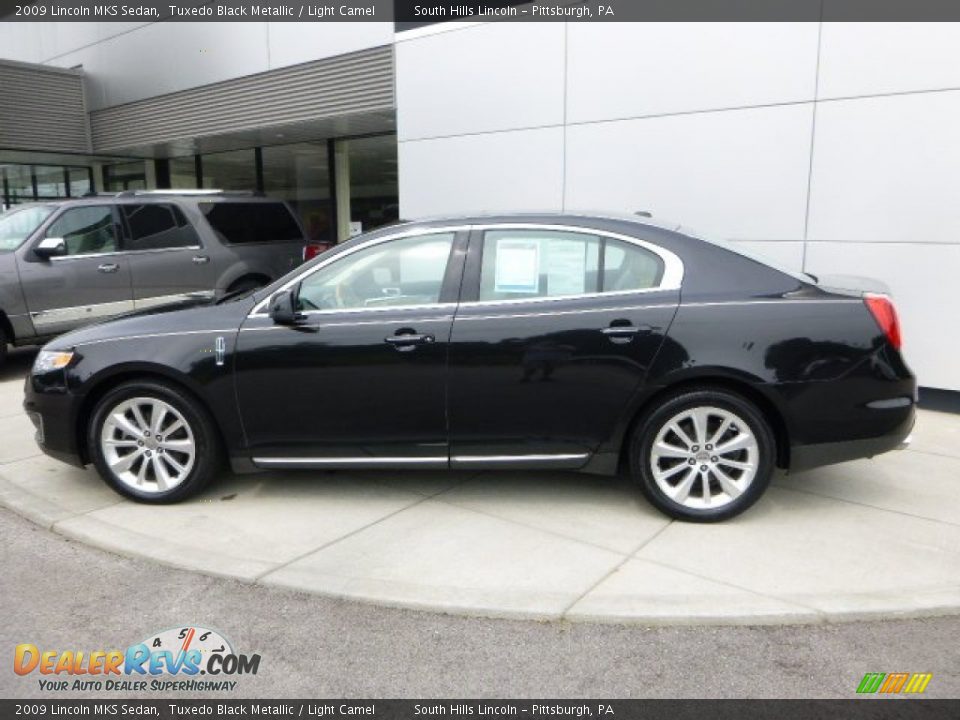 2009 Lincoln MKS Sedan Tuxedo Black Metallic / Light Camel Photo #2