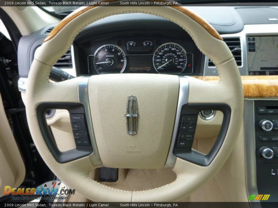 2009 Lincoln MKS Sedan Tuxedo Black Metallic / Light Camel Photo #19