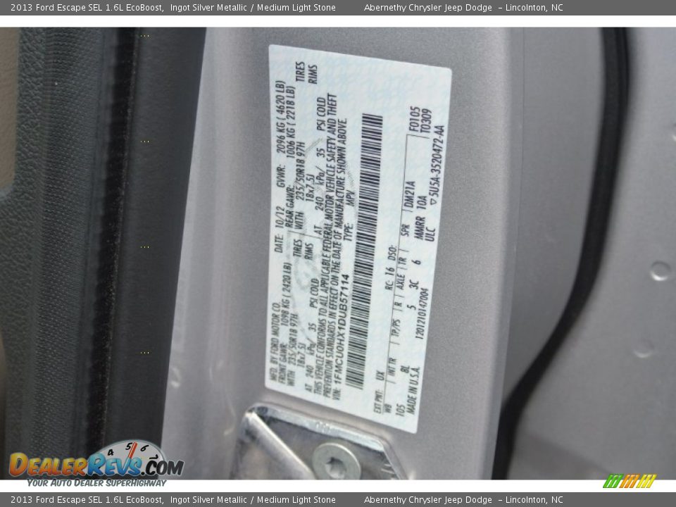 2013 Ford Escape SEL 1.6L EcoBoost Ingot Silver Metallic / Medium Light Stone Photo #8