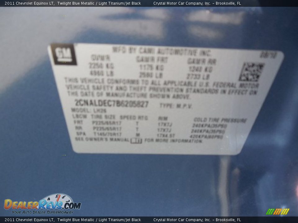 2011 Chevrolet Equinox LT Twilight Blue Metallic / Light Titanium/Jet Black Photo #23