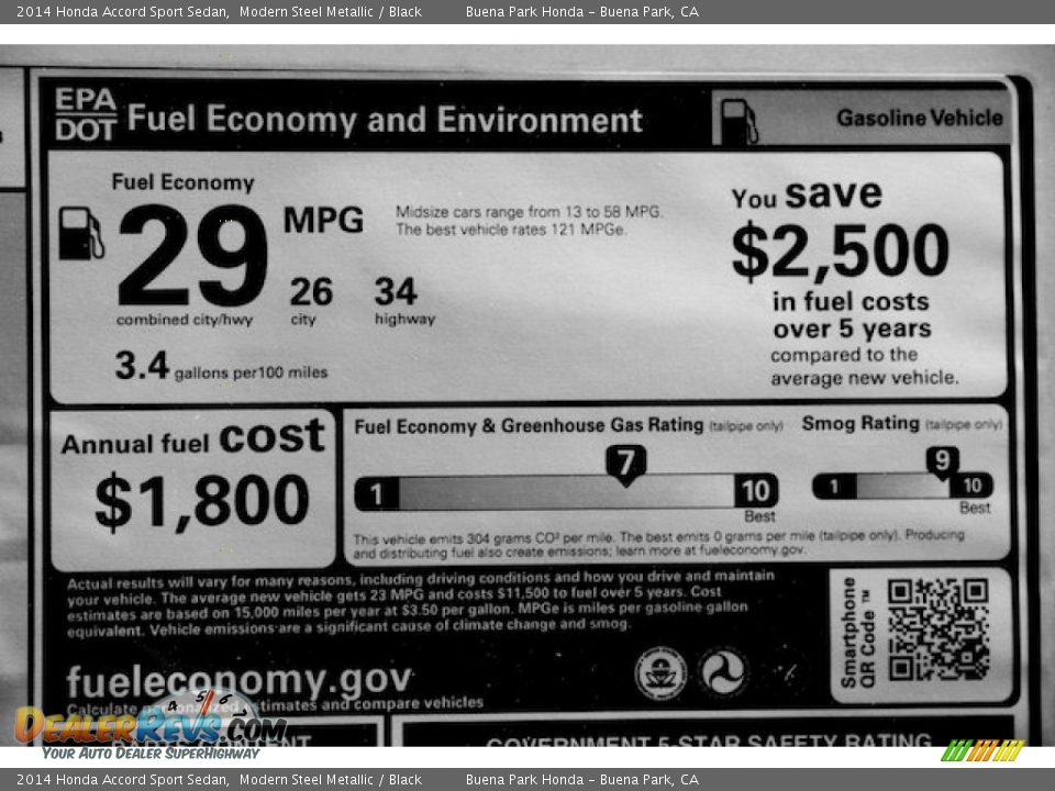 2014 Honda Accord Sport Sedan Modern Steel Metallic / Black Photo #19