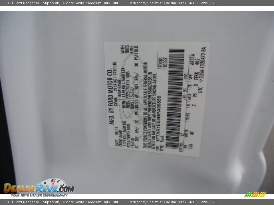 2011 Ford Ranger XLT SuperCab Oxford White / Medium Dark Flint Photo #7