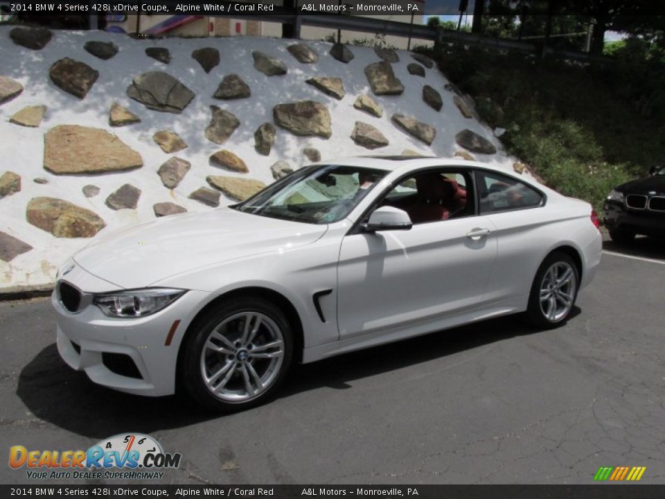 2014 BMW 4 Series 428i xDrive Coupe Alpine White / Coral Red Photo #1