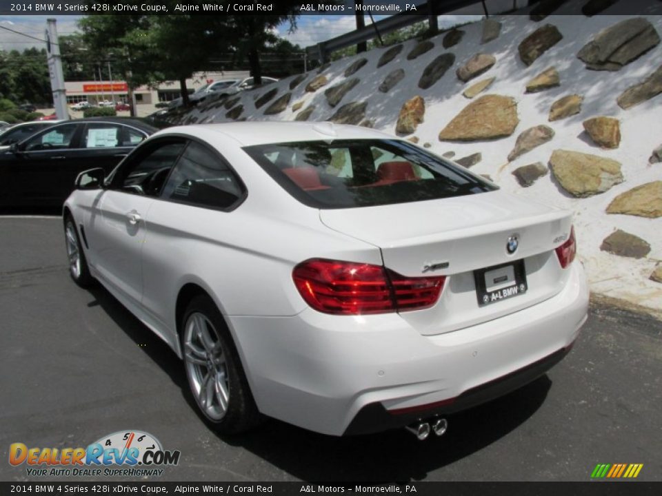 2014 BMW 4 Series 428i xDrive Coupe Alpine White / Coral Red Photo #4