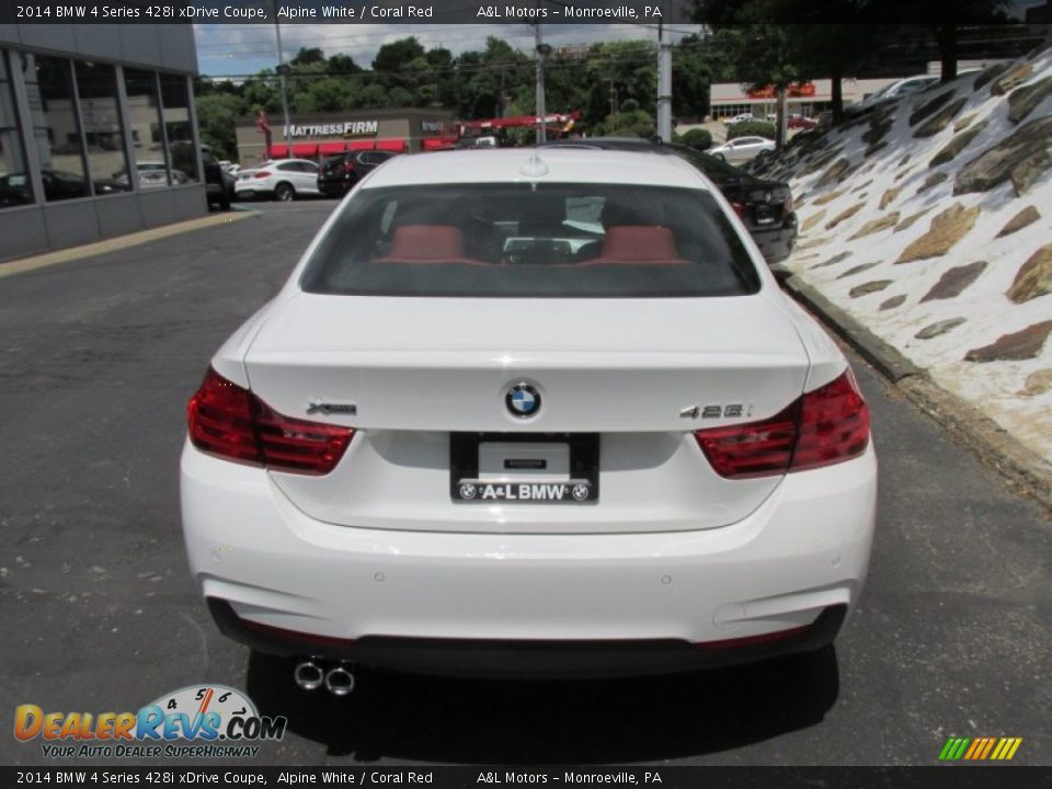 2014 BMW 4 Series 428i xDrive Coupe Alpine White / Coral Red Photo #5