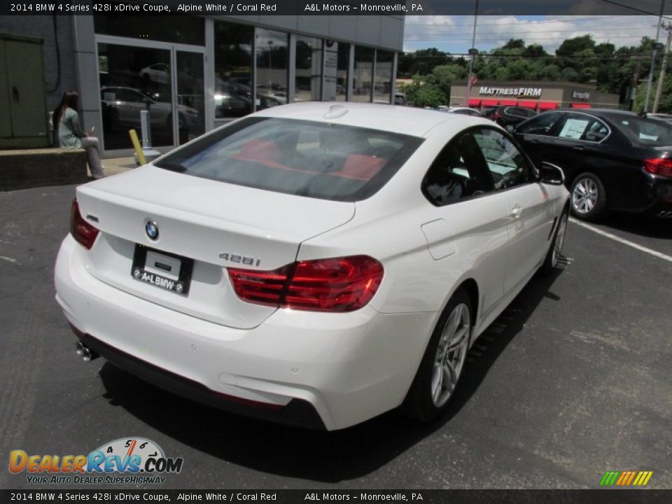 2014 BMW 4 Series 428i xDrive Coupe Alpine White / Coral Red Photo #6