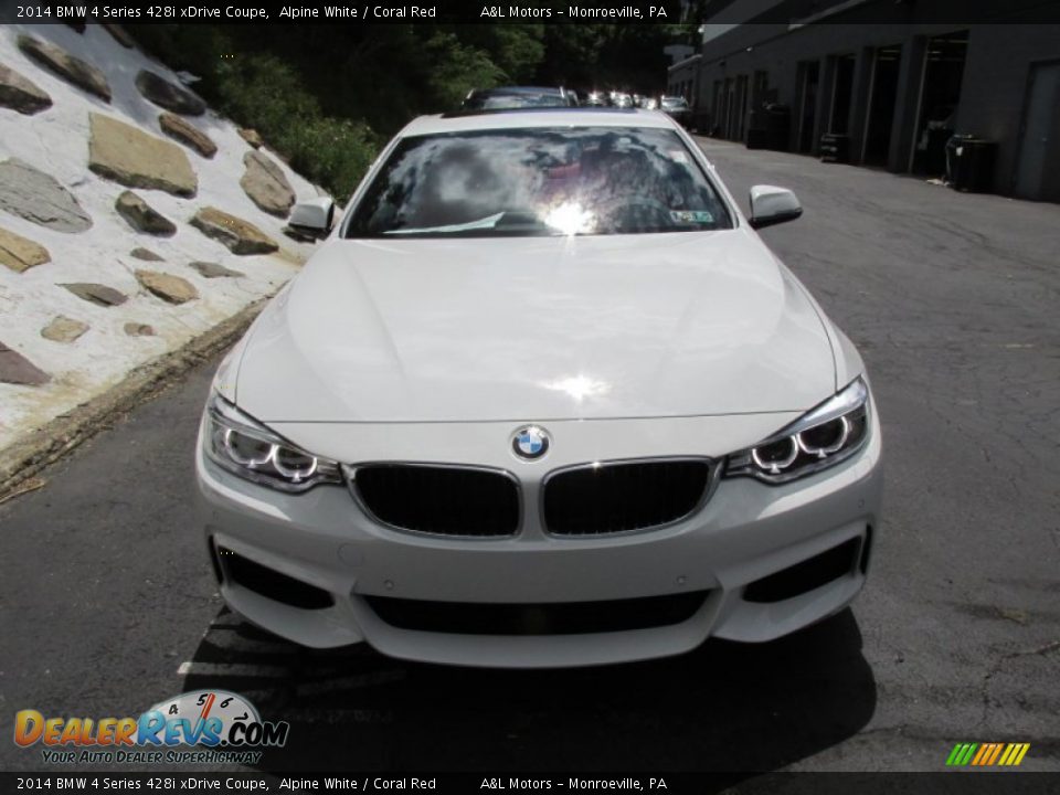 2014 BMW 4 Series 428i xDrive Coupe Alpine White / Coral Red Photo #8