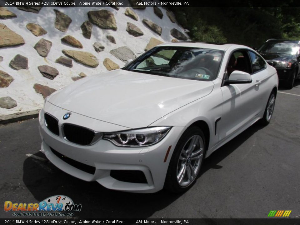 2014 BMW 4 Series 428i xDrive Coupe Alpine White / Coral Red Photo #9
