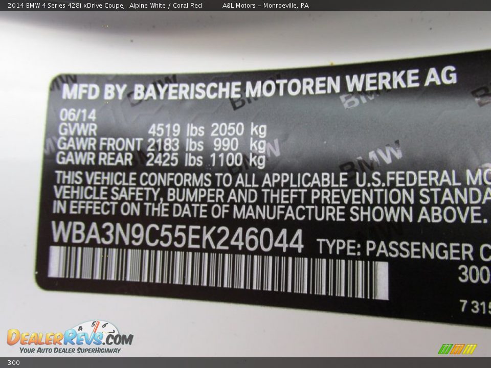 BMW Color Code 300 Alpine White