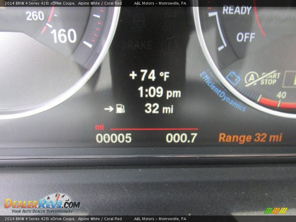 2014 BMW 4 Series 428i xDrive Coupe Alpine White / Coral Red Photo #20