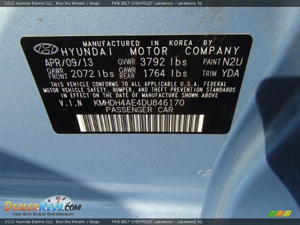 2013 Hyundai Elantra GLS Blue Sky Metallic / Beige Photo #27