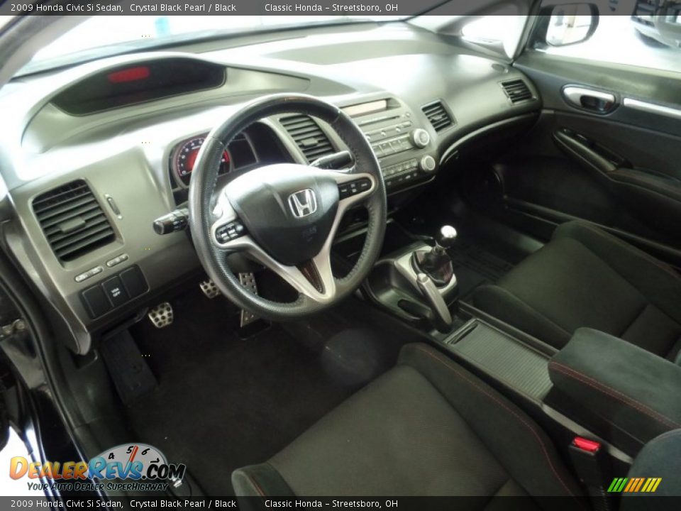 2009 Honda Civic Si Sedan Crystal Black Pearl / Black Photo #12
