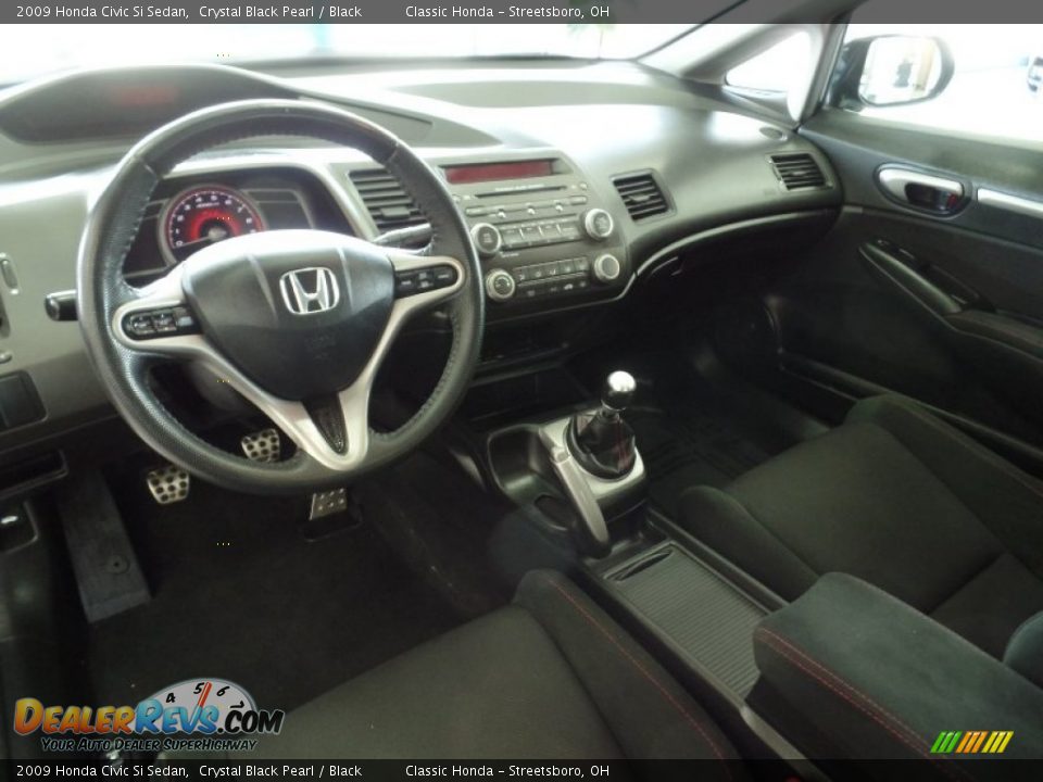 2009 Honda Civic Si Sedan Crystal Black Pearl / Black Photo #22