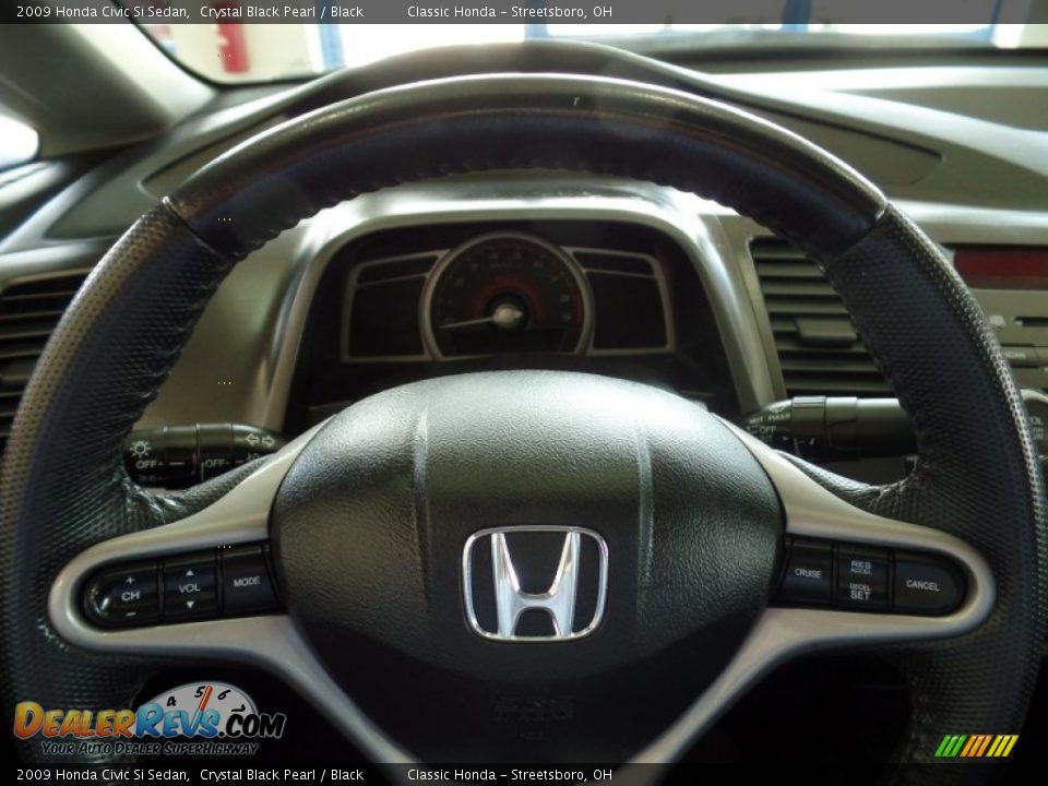 2009 Honda Civic Si Sedan Crystal Black Pearl / Black Photo #23