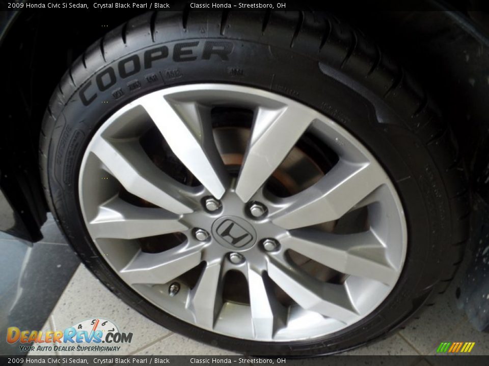 2009 Honda Civic Si Sedan Crystal Black Pearl / Black Photo #28