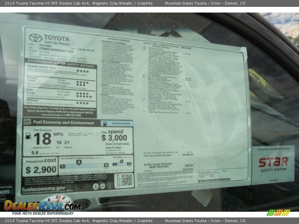 2014 Toyota Tacoma V6 SR5 Double Cab 4x4 Magnetic Gray Metallic / Graphite Photo #10