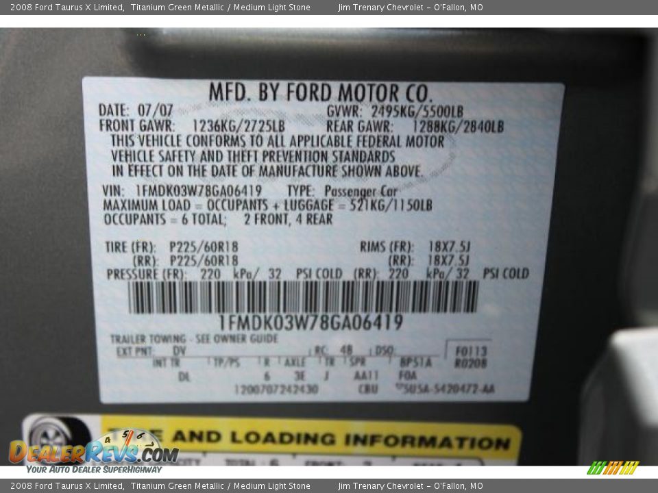 2008 Ford Taurus X Limited Titanium Green Metallic / Medium Light Stone Photo #17