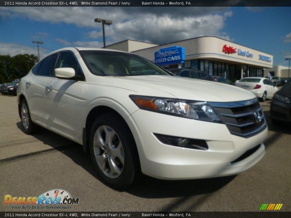 2011 Honda Accord Crosstour EX-L 4WD White Diamond Pearl / Ivory Photo #1