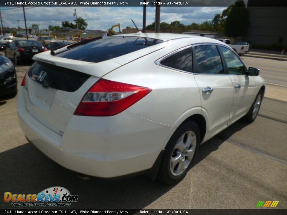 2011 Honda Accord Crosstour EX-L 4WD White Diamond Pearl / Ivory Photo #6