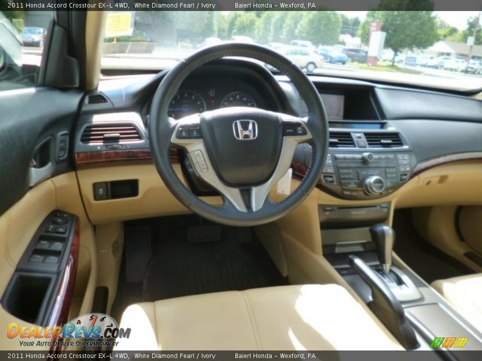 2011 Honda Accord Crosstour EX-L 4WD White Diamond Pearl / Ivory Photo #11