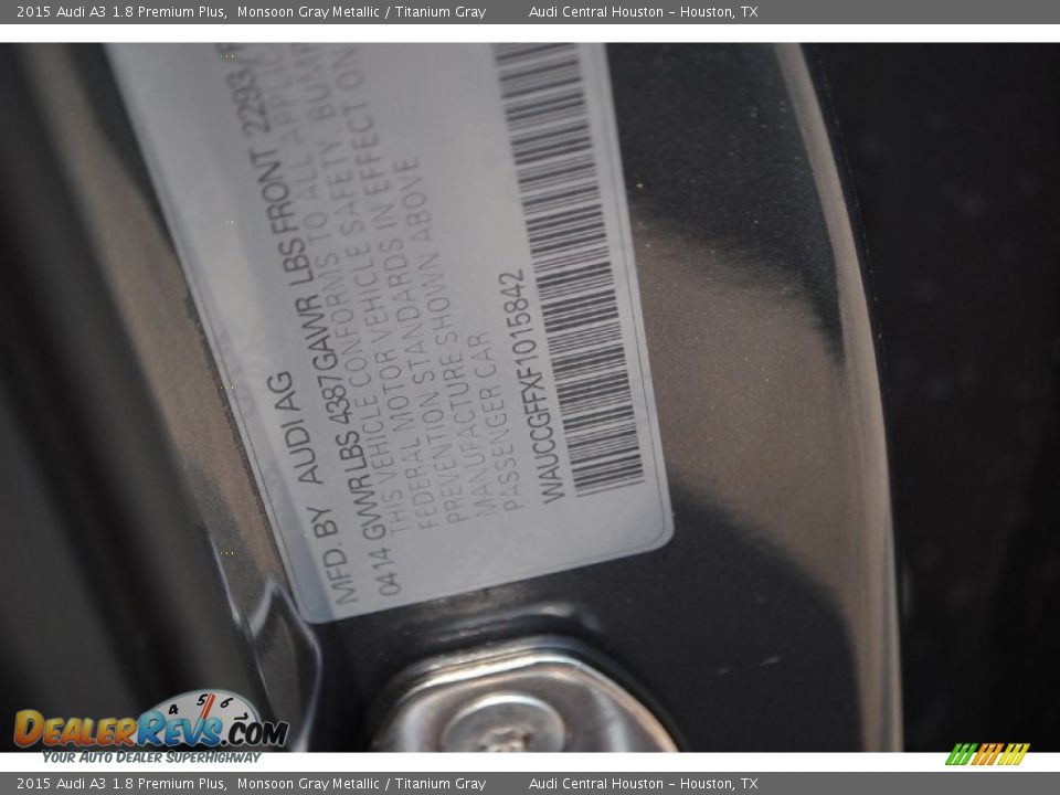 2015 Audi A3 1.8 Premium Plus Monsoon Gray Metallic / Titanium Gray Photo #27