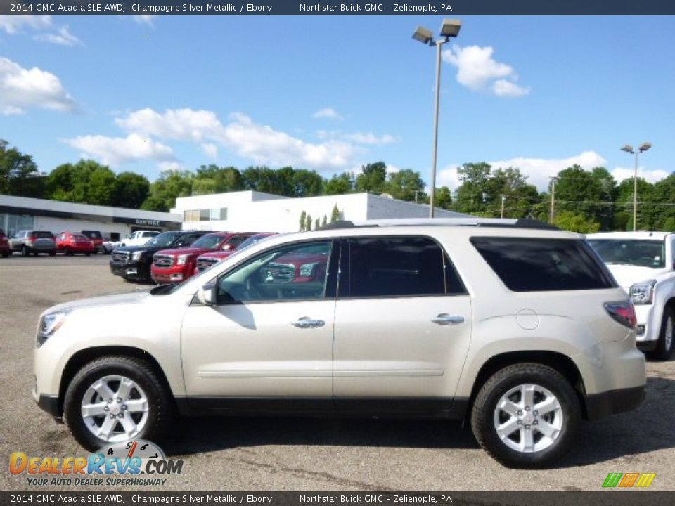 2014 GMC Acadia SLE AWD Champagne Silver Metallic / Ebony Photo #8