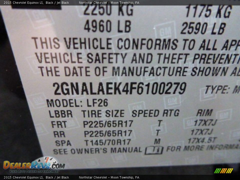 2015 Chevrolet Equinox LS Black / Jet Black Photo #14