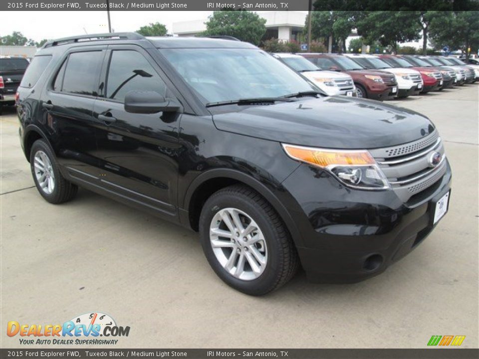 2015 Ford Explorer FWD Tuxedo Black / Medium Light Stone Photo #1