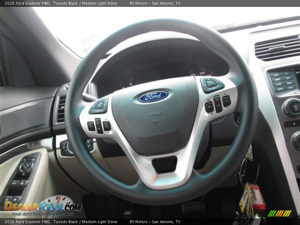 2015 Ford Explorer FWD Tuxedo Black / Medium Light Stone Photo #9