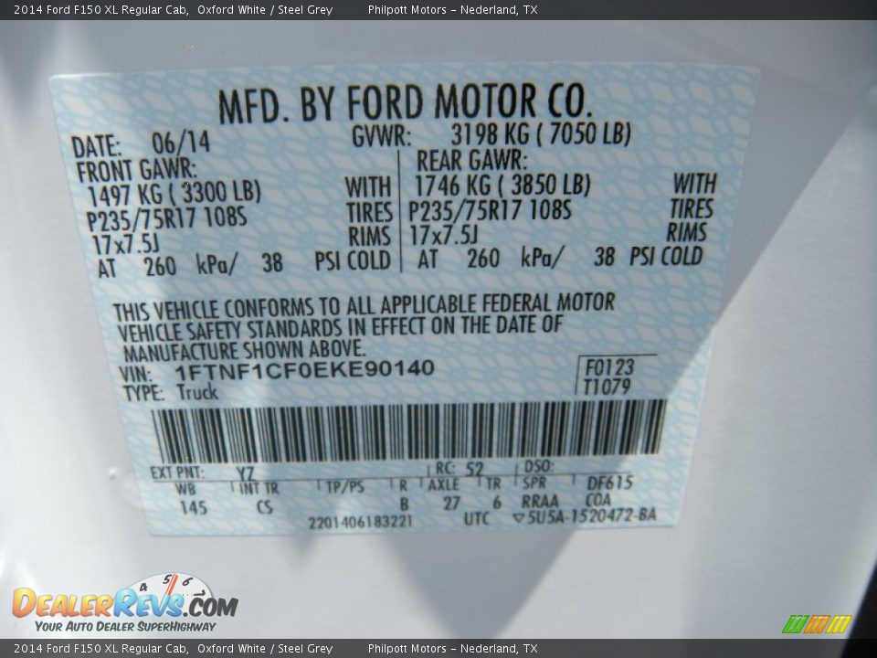 2014 Ford F150 XL Regular Cab Oxford White / Steel Grey Photo #29