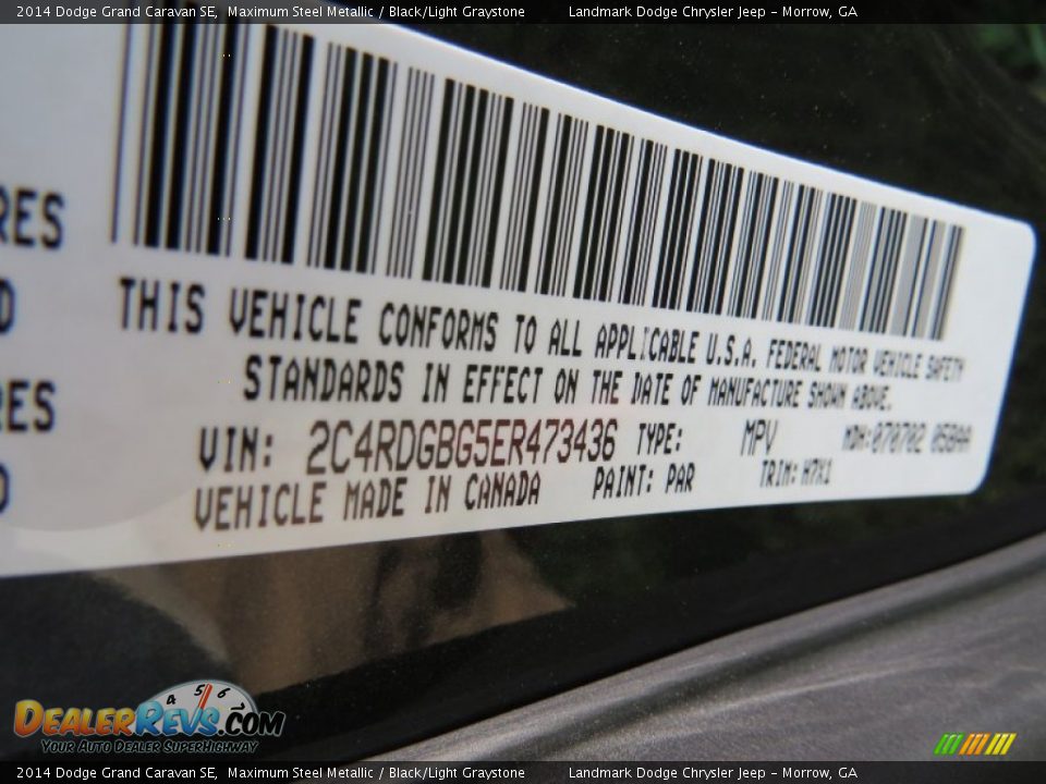 2014 Dodge Grand Caravan SE Maximum Steel Metallic / Black/Light Graystone Photo #9