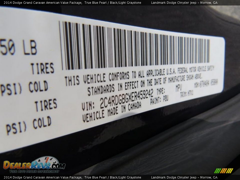 2014 Dodge Grand Caravan American Value Package True Blue Pearl / Black/Light Graystone Photo #9
